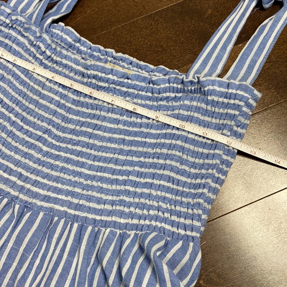 NWOT 100% Cotton Stripe Tank Smocked Dress with Tie Up Shoulder Straps - Picture 8 of 10